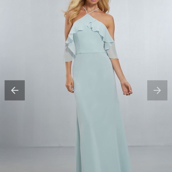 Mori Lee style 21551 Size 6 Emerald green maxi chiffon bridesmaid party formal - Picture 7 of 9